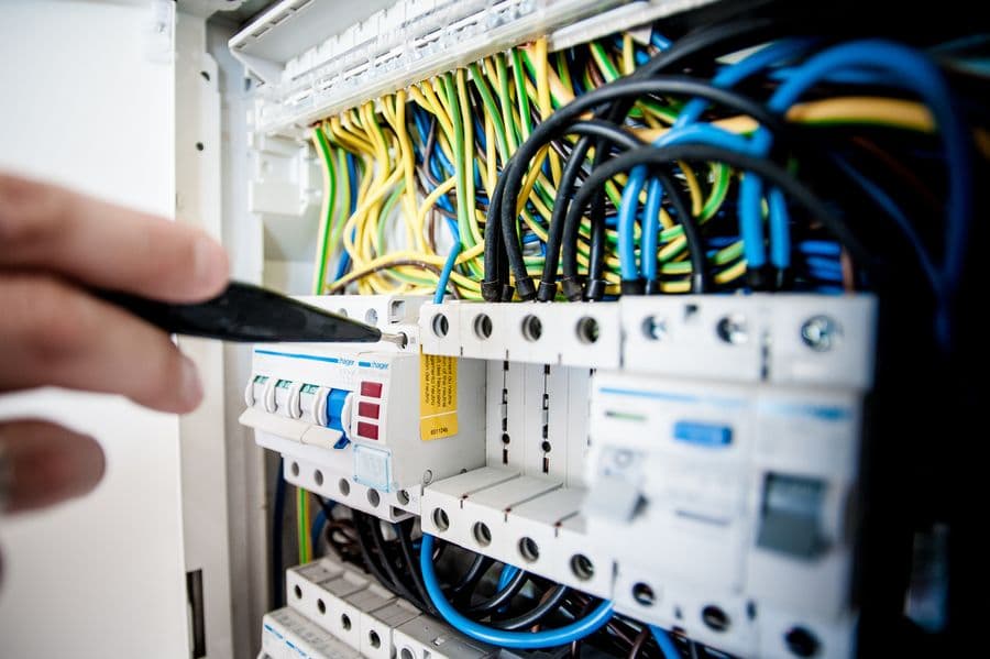 Electrical wiring and components inside a control panel